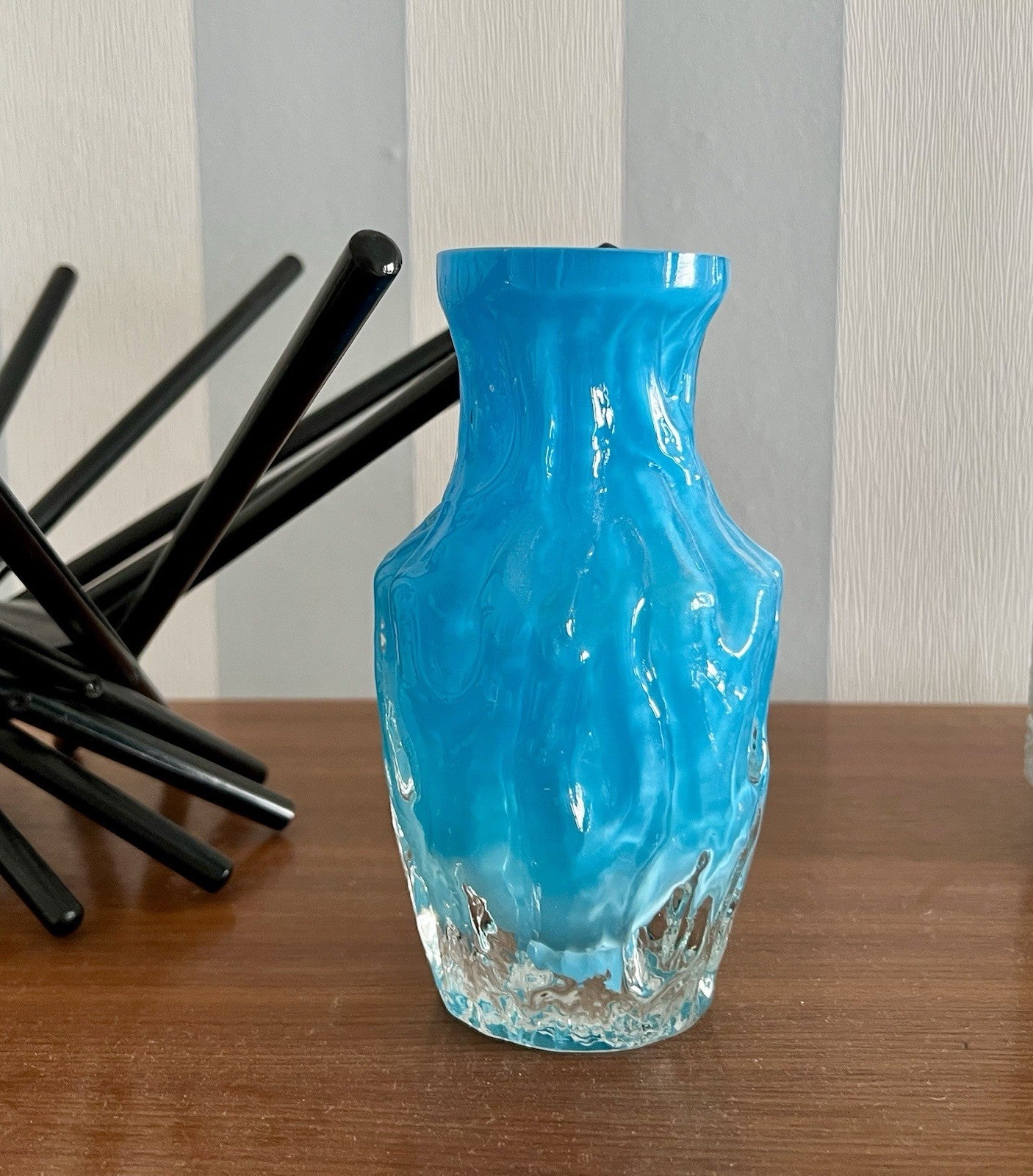 70er Jahre blau Glas Vase Blumenvase Glasvase Glas By Kurt Wokan Ingrid Hütte