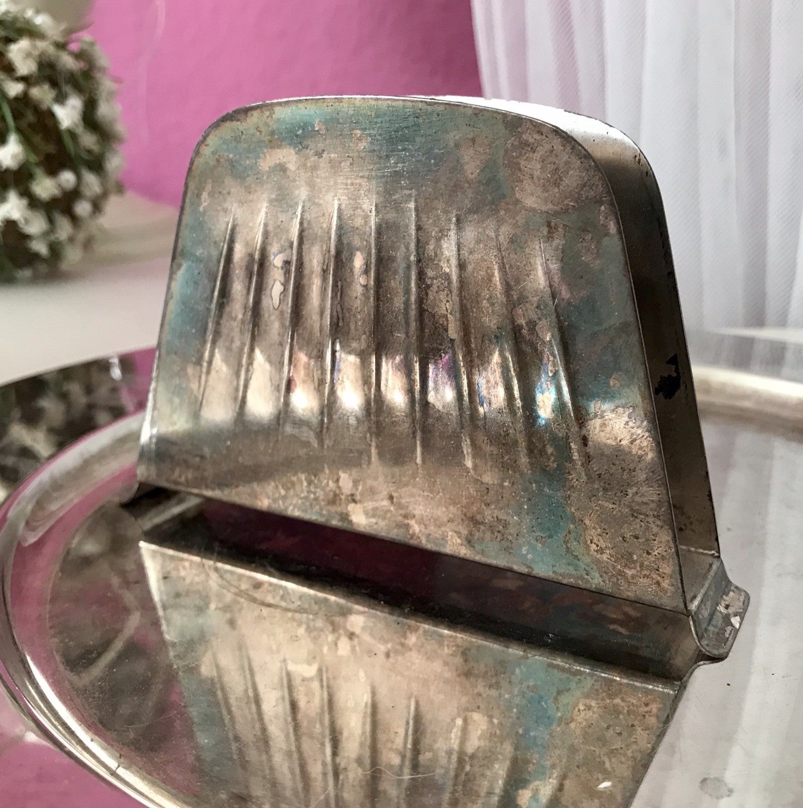 Vintage Mid Century String-Ära 60er Serviettenhalter versilbert