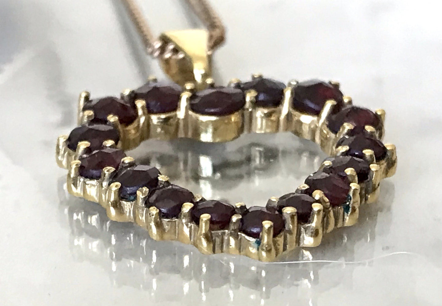 Antik Herz Anhänger 250er Gold Normgold Granate Granatschmuck Kettenanhänger