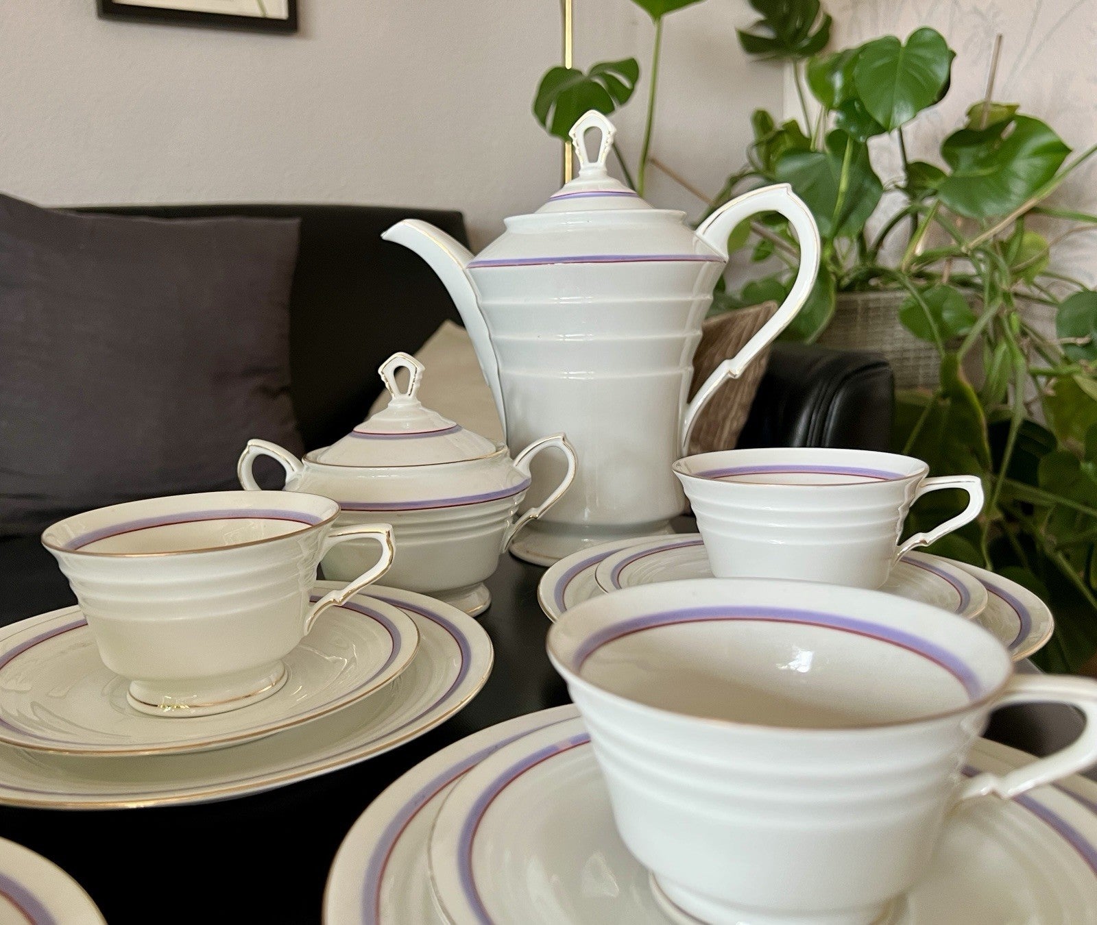 Antik Art Déco Porzellan Kaffeeservice Service 5 Personen Eschenbach