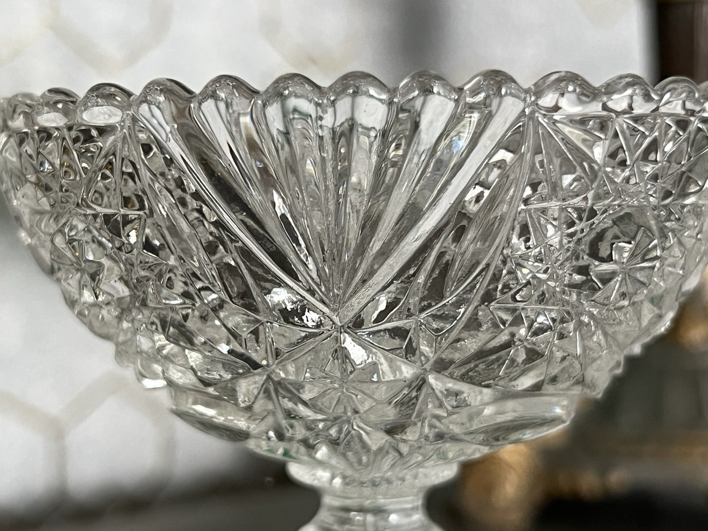 Antik Jugendstil Pressglas Glas Fußschale Schale Zuckerschale Brockwitz