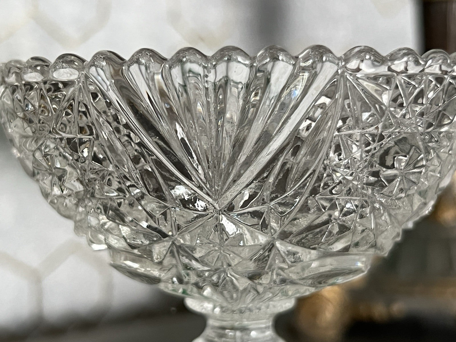 Antik Jugendstil Pressglas Glas Fußschale Schale Zuckerschale Brockwitz