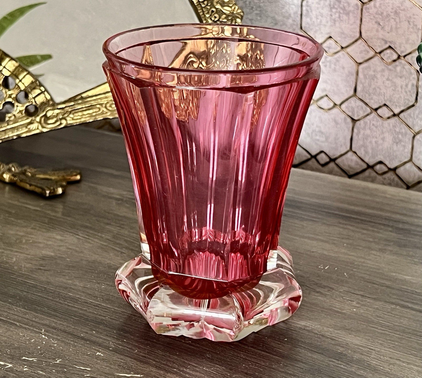 Antik Fußbecher Rubinrot Becher Weinglas Ranftbecher Glas goldrubin