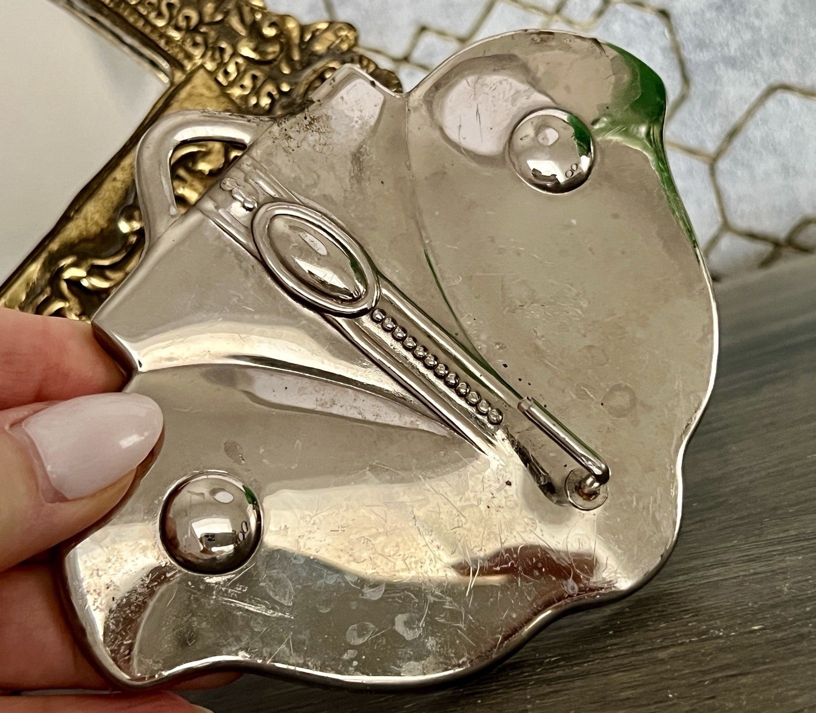 Antik Jugendstil Haken Handtuchhaken Kleiderhaken Metall verchromt? vernickelt?