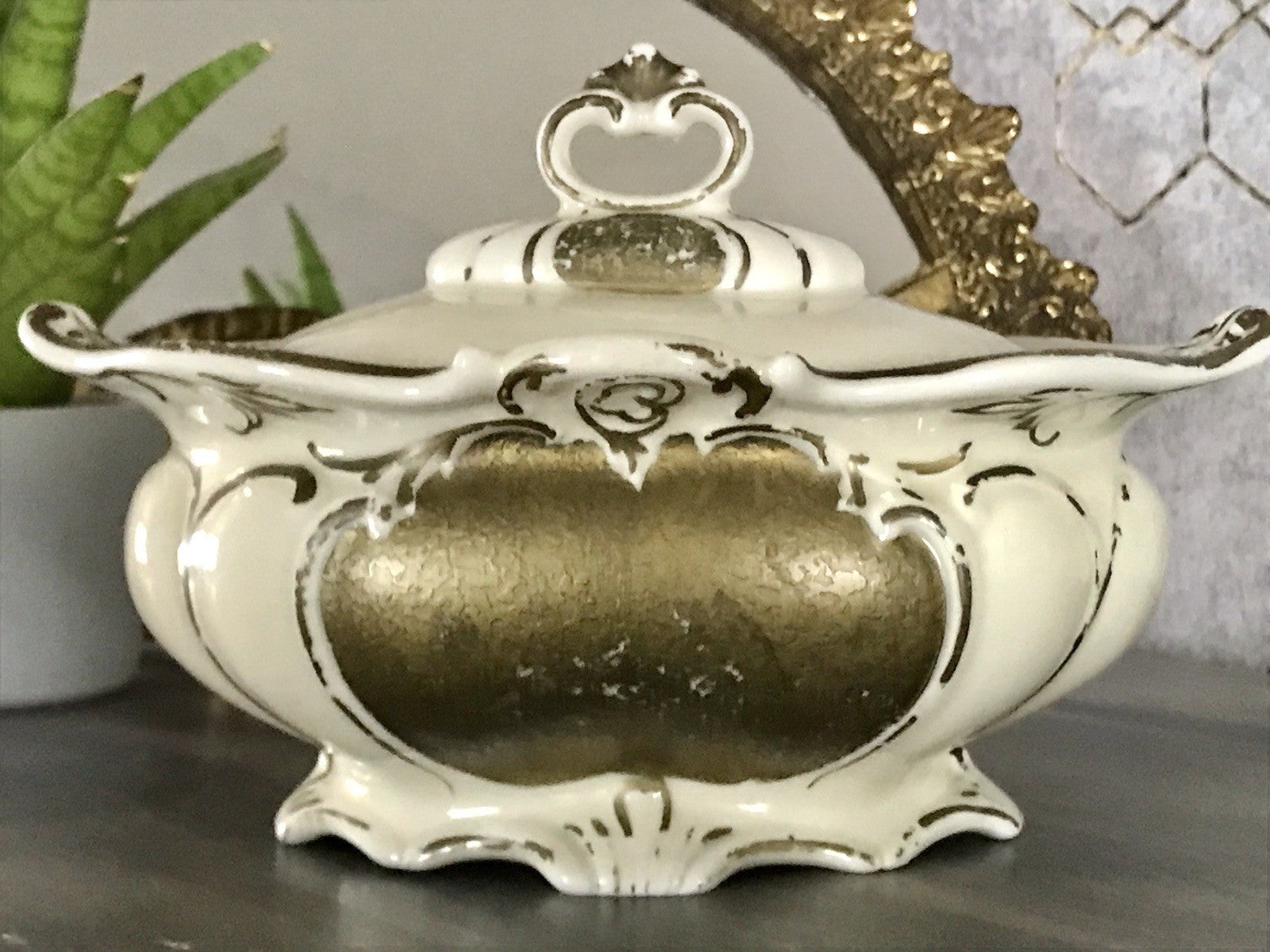 Antik Art Déco Porzellan Dose 02 Deckeldose Schatulle Bonboniere Neu-Tettau 1930