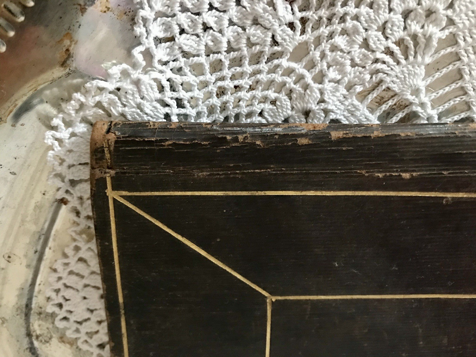 Antik Briefmappe?  Papiermappe Schreibmappe? Mappe Block Petitpoint Leder