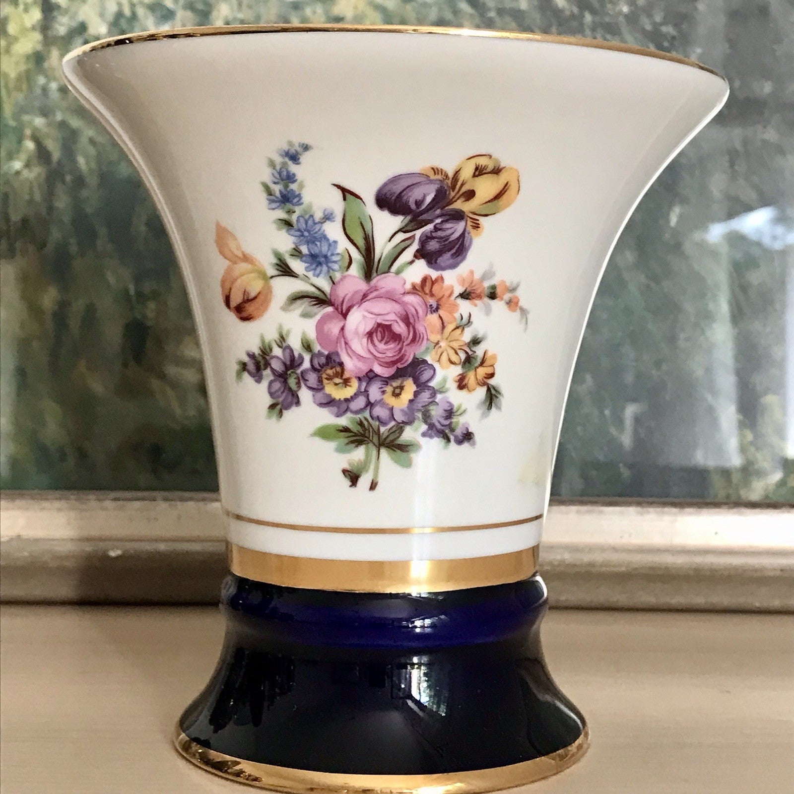 Vintage Alt Porzellan Prunkvase Vase Echt Kobalt blau Royal Dux Porzellan Böhmen