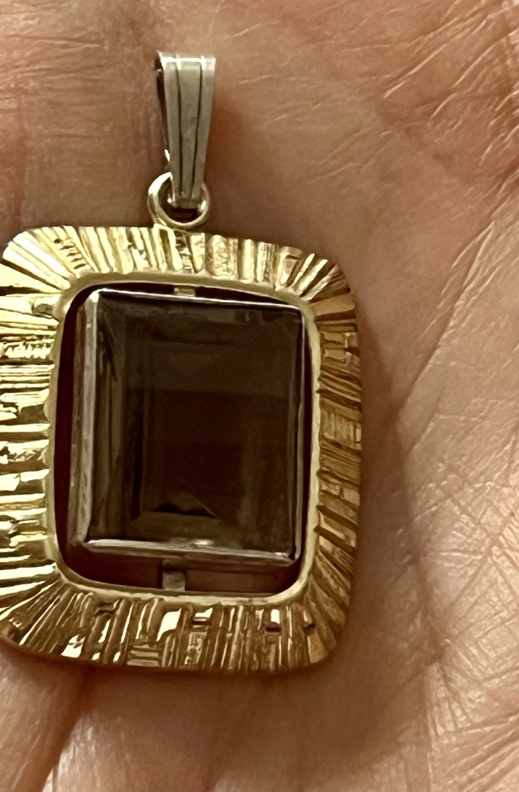 Vintage Alt Kettenanhänger Anhänger 835 K&L Silber vergoldet Rauchquarz?