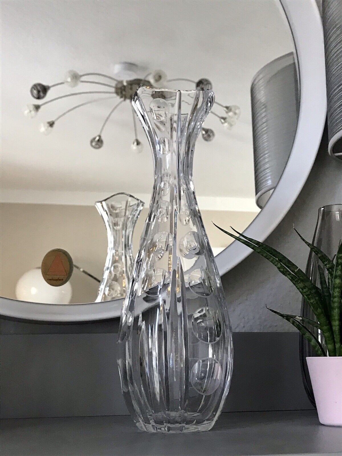 Edel! Vintage 60er 70er Vase Glasvase Kristallglas Space Age wunderschön! MCM