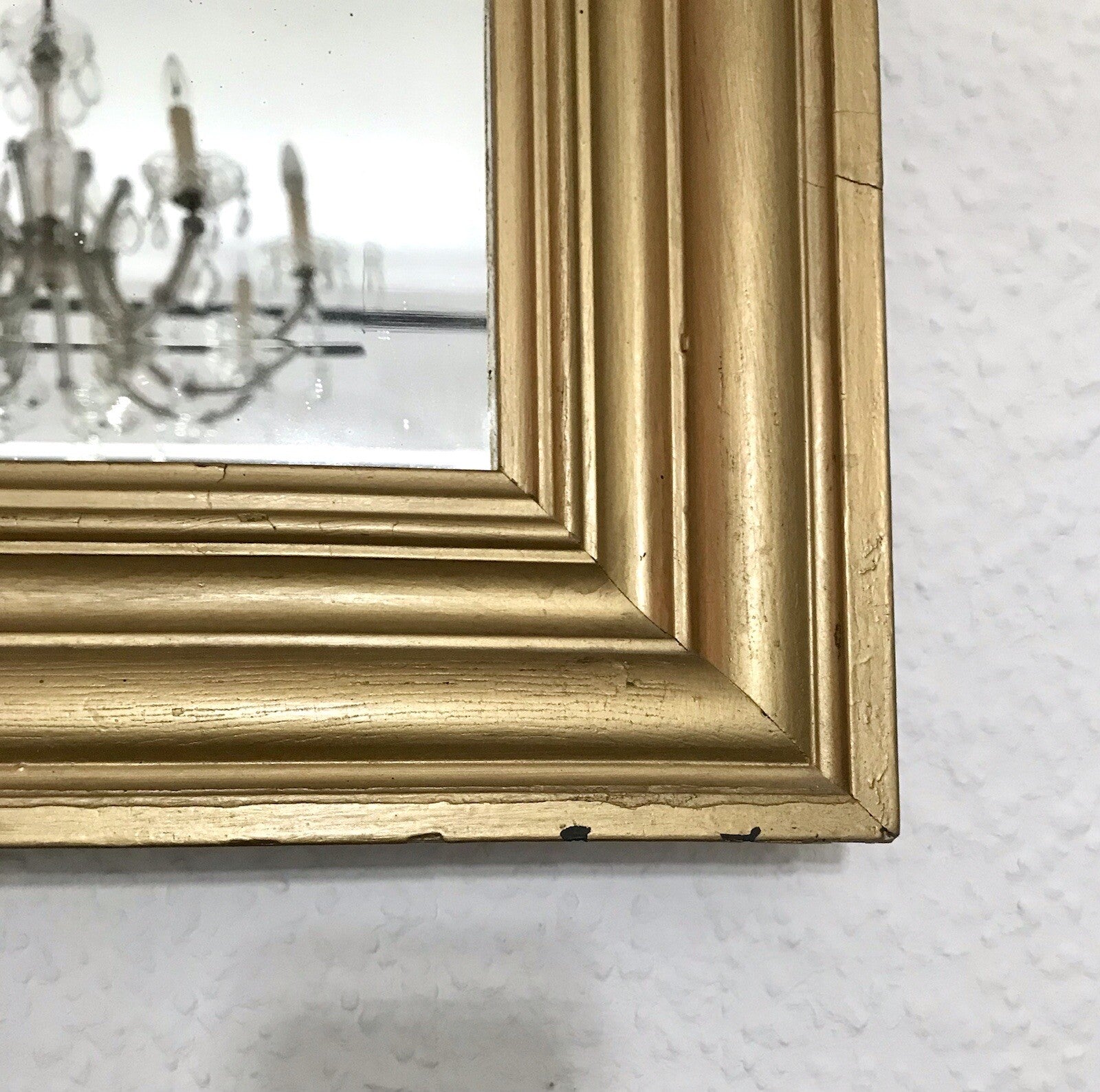 Antik Spiegel facettiert 1900-20 Jugendstil Art Déco Weichholz Wandspiegel gold