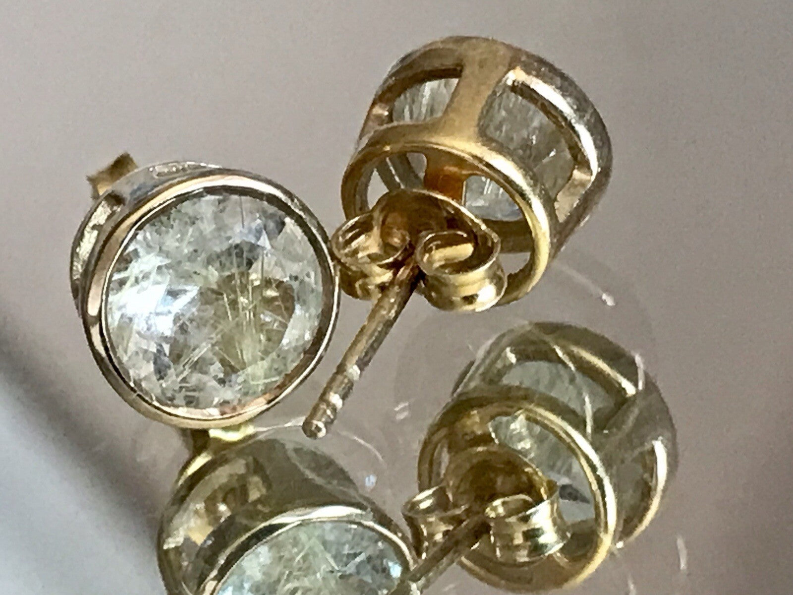 Ohrringe Ohrstecker DAMEN Silber vergoldet gold Bergkristall? Einschlüsse