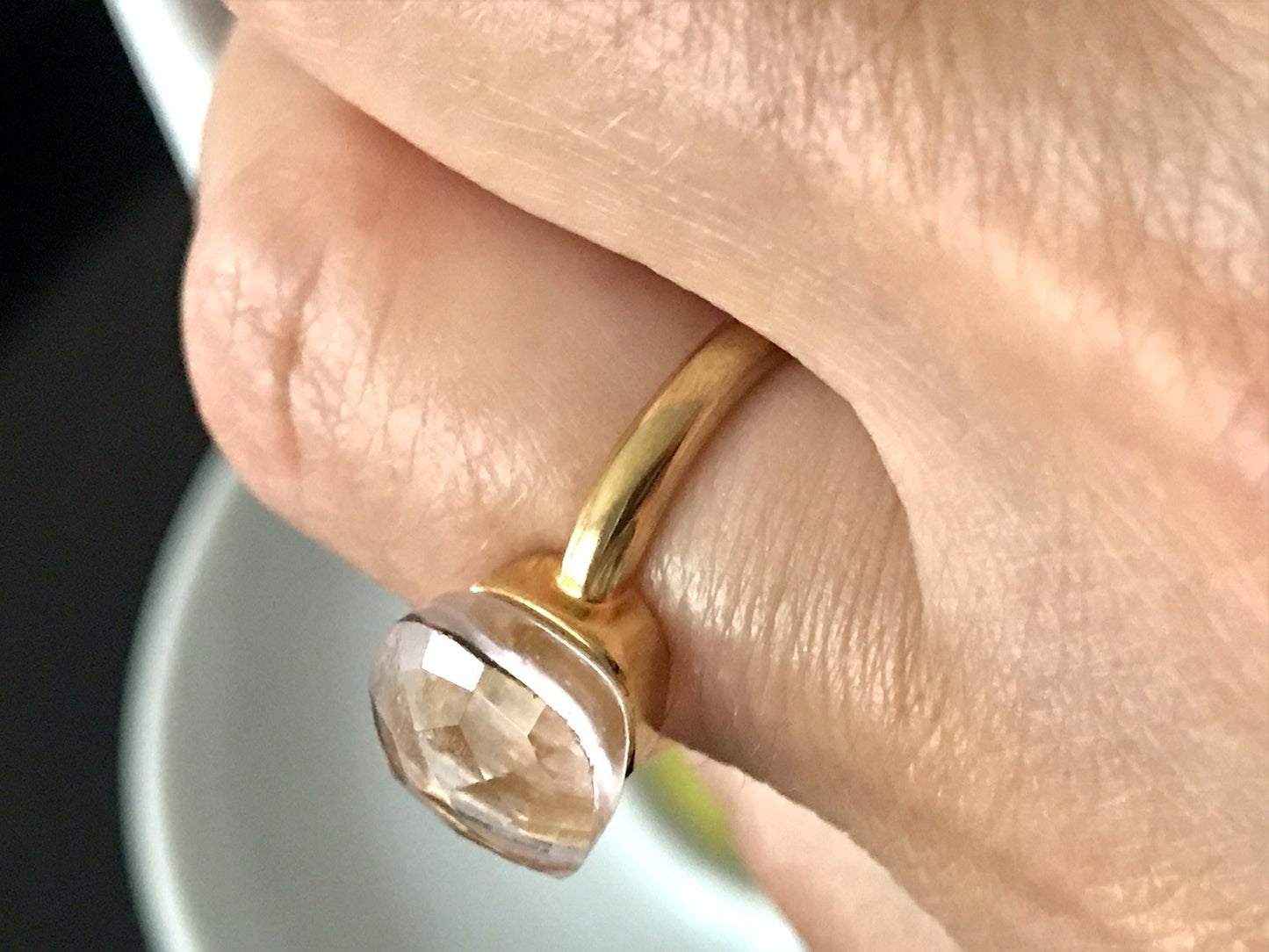 Vintage alt Damen Ring rosa Stein Silber 925 Gr.54 Rubbelit? vergoldet