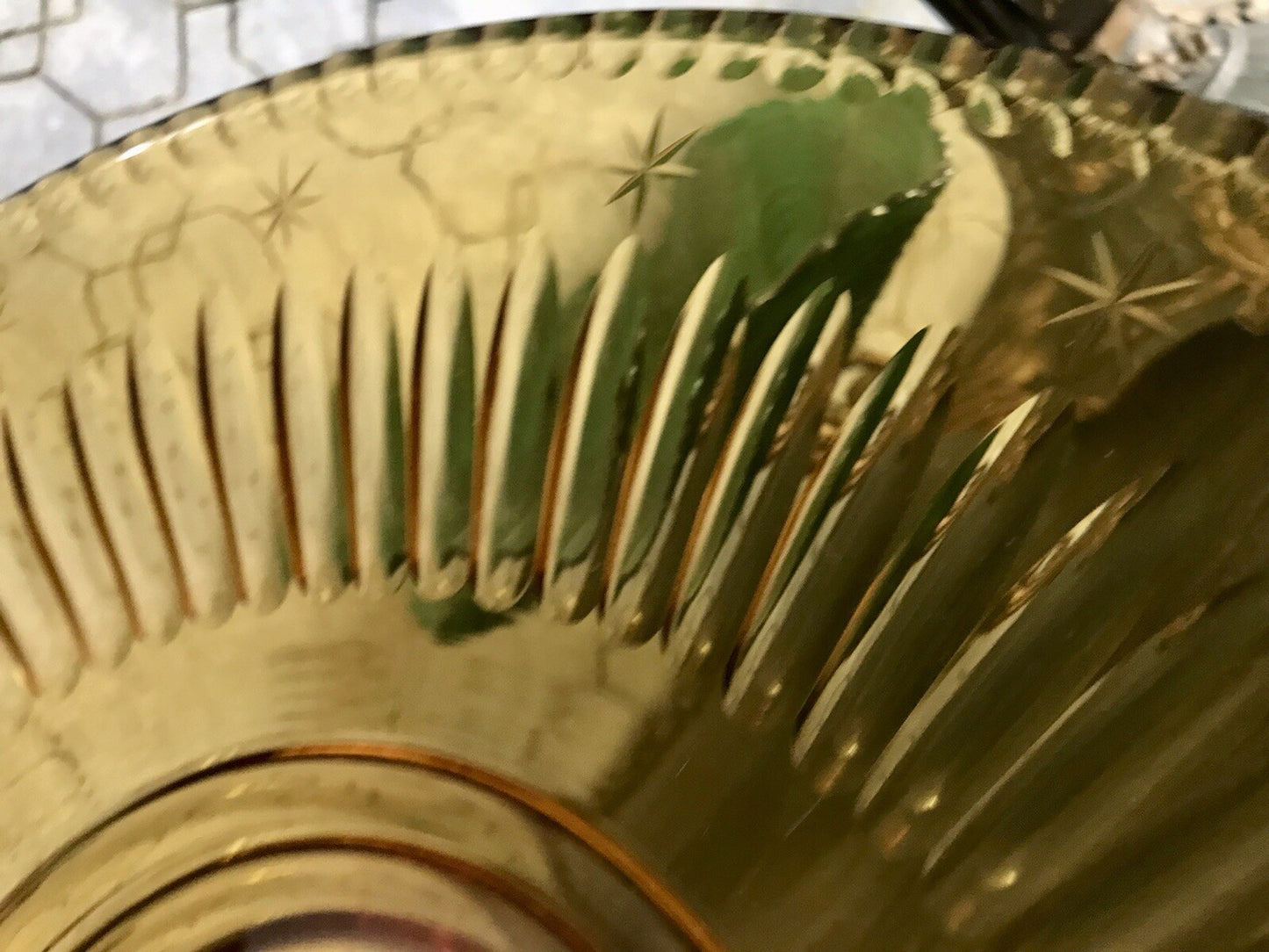 Antik Art Déco Edel Designer Kristallglas Schale Glasschale Bernstein Farbe Gelb