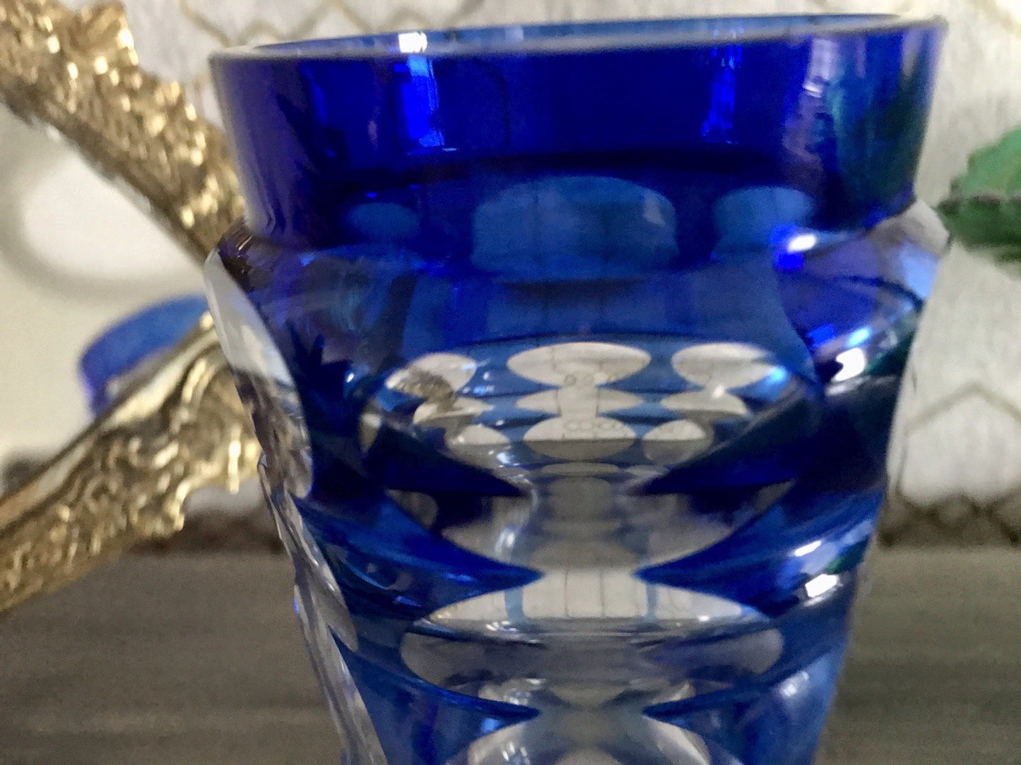 Antik? Art Déco Vase Glasvase Vase Glas Kristallglas Entwurf Meltzer Haida blau