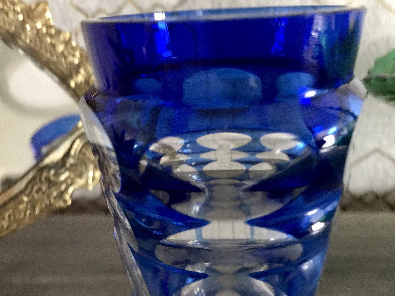 Antik? Art Déco Vase Glasvase Vase Glas Kristallglas Entwurf Meltzer Haida blau