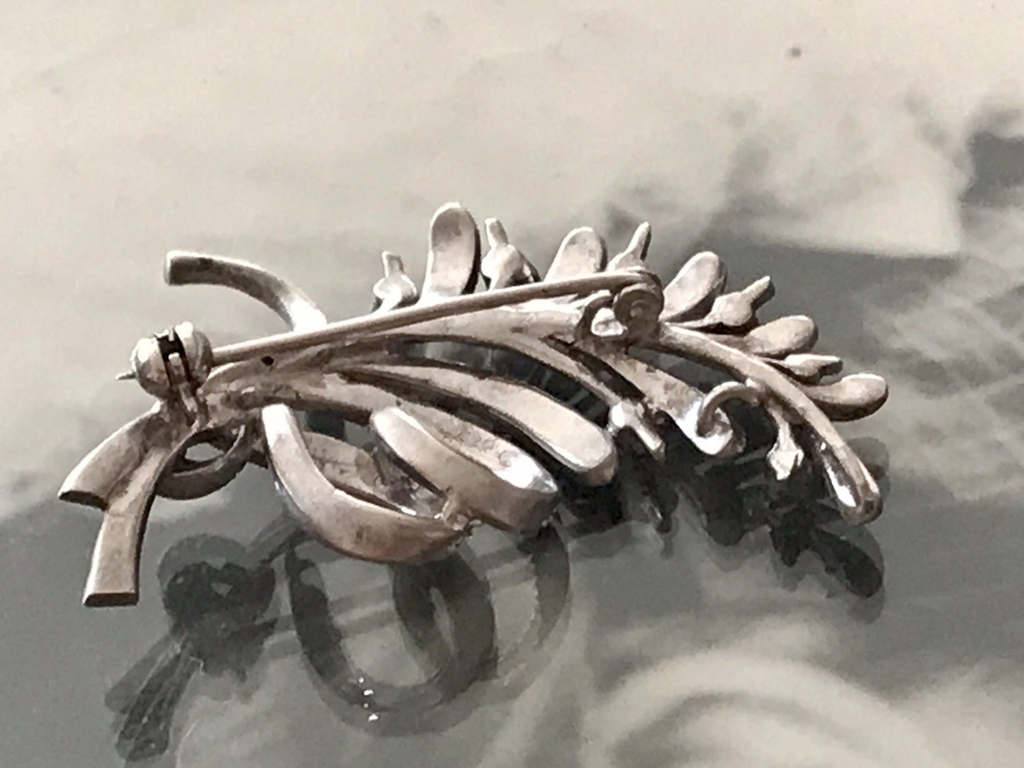 Antik Art Déco Edel prachtvoll Brosche Silber 835 Markasite