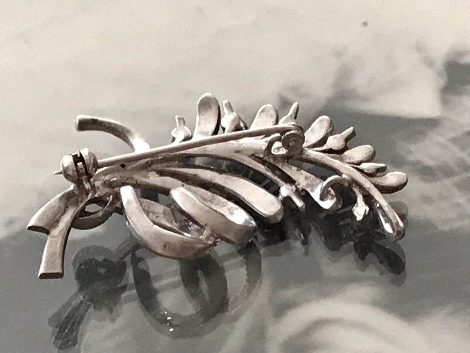 Antik Art Déco Edel prachtvoll Brosche Silber 835 Markasite