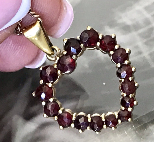 Antik Herz Anhänger 250er Gold Normgold Granate Granatschmuck Kettenanhänger
