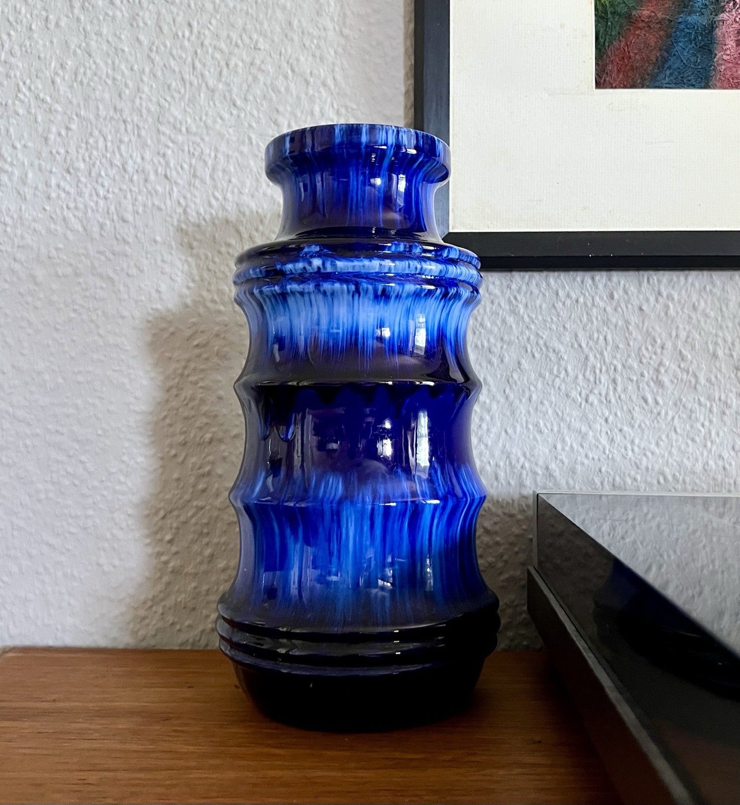 Vintage 60’s Vase Mid Century Keramik Scheurich Pagode 226 Fat Lava kobaltblau