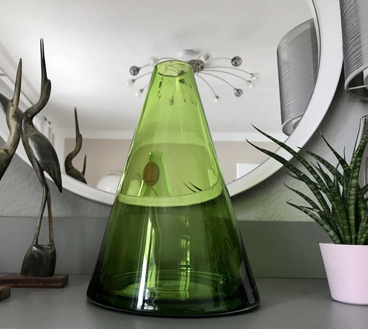 Große kegelförmige Vase Glasvase grün SCHÖN