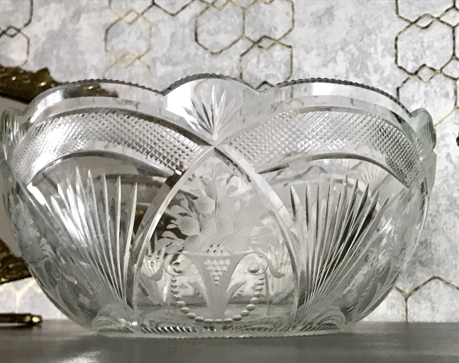 Antik Jugendstil SEHR EDEL Glasschale Schale Kristallglas Glas Schliff geätzt?