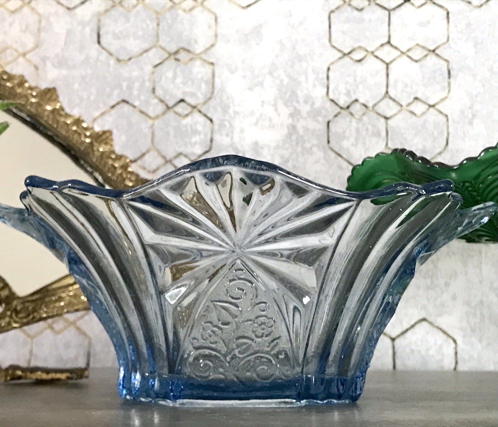 Antik Blau Art Déco Schale Pressglas Glasschale So Schön!