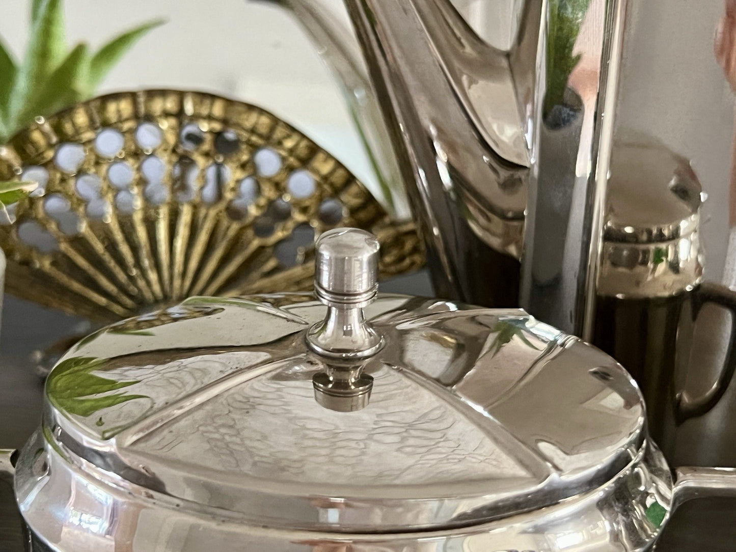 Antik Jugendstil Kaffee Kernstück Zuckerdose Rahmgießer Kanne vernickelt?