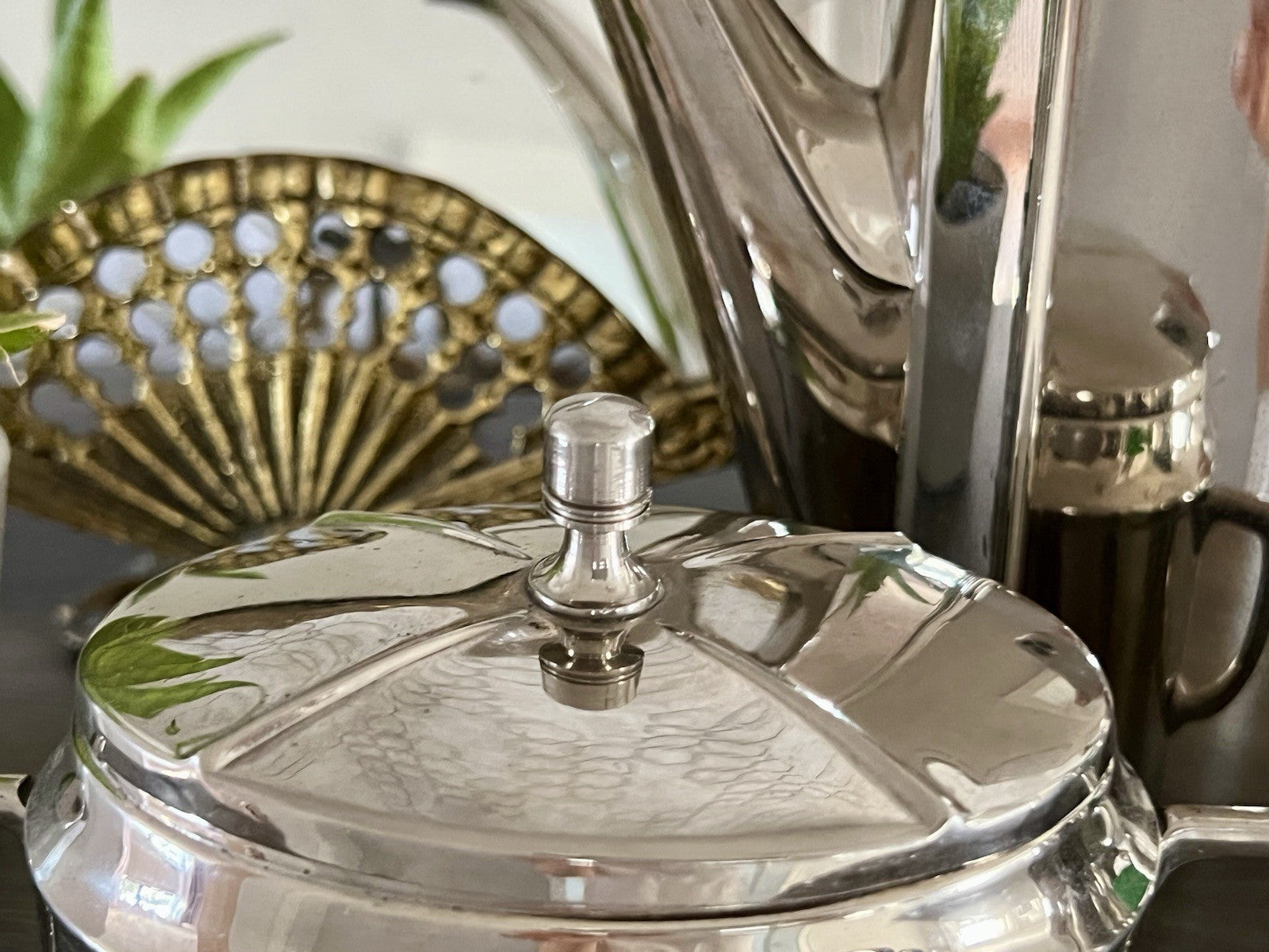Antik Jugendstil Kaffee Kernstück Zuckerdose Rahmgießer Kanne vernickelt?
