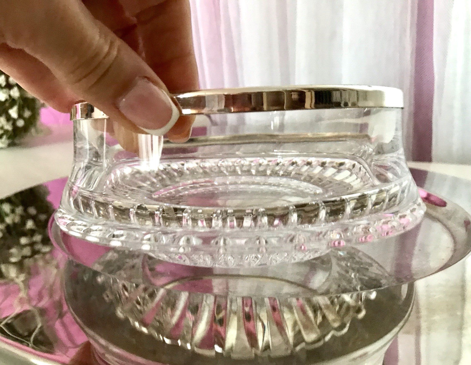 Vintage Nachtmann Glasschale Schale Glas versilberter Rand Bleikristall Europa