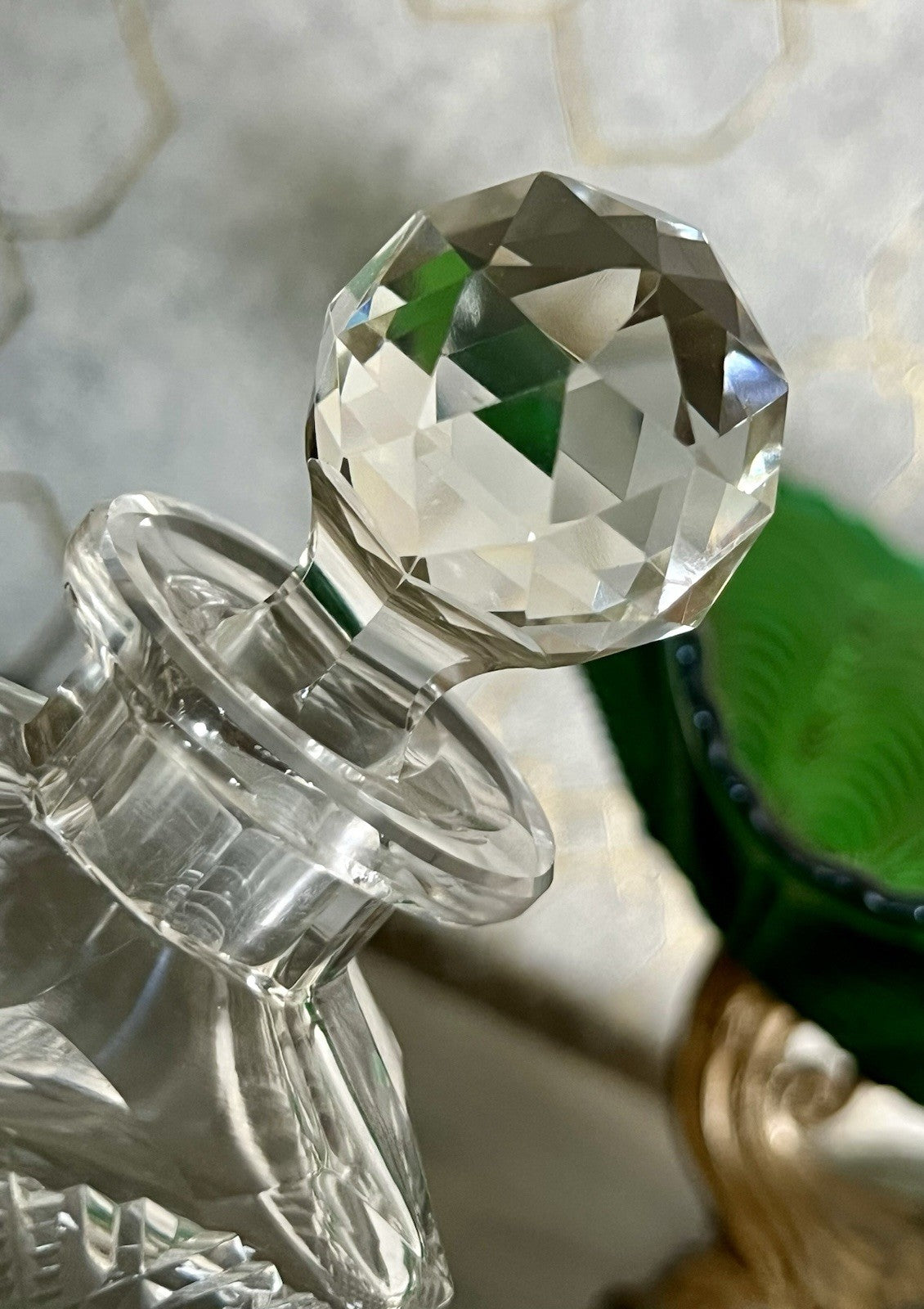 Antik Baccarat 1x Flakon Parfüm kleine Glaskaraffe Schnitt Bleikristall