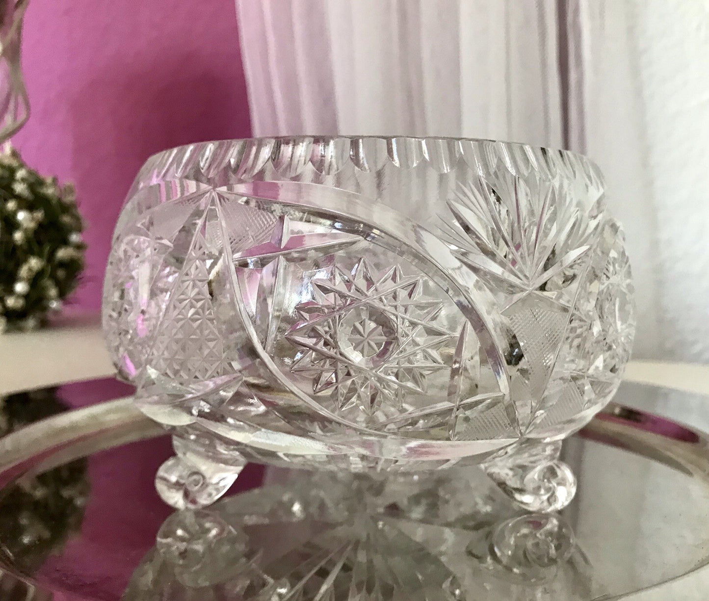 Alt Vintage Bleikristall Bonboniere Schale Glas edel Kristallglas PRL Polen