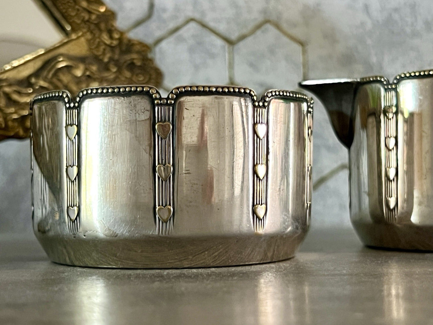 Antik WMF Jugendstil Kaffee Kernstück: Zuckerdose Rahmgießer