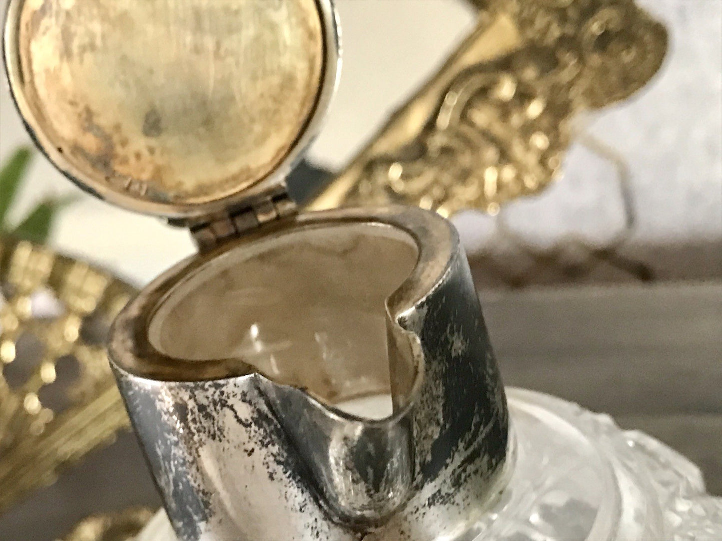 Antik EDEL Schliff Karaffe Kännchen Silber 800 Kristall Glaseinsatz Jugendstil