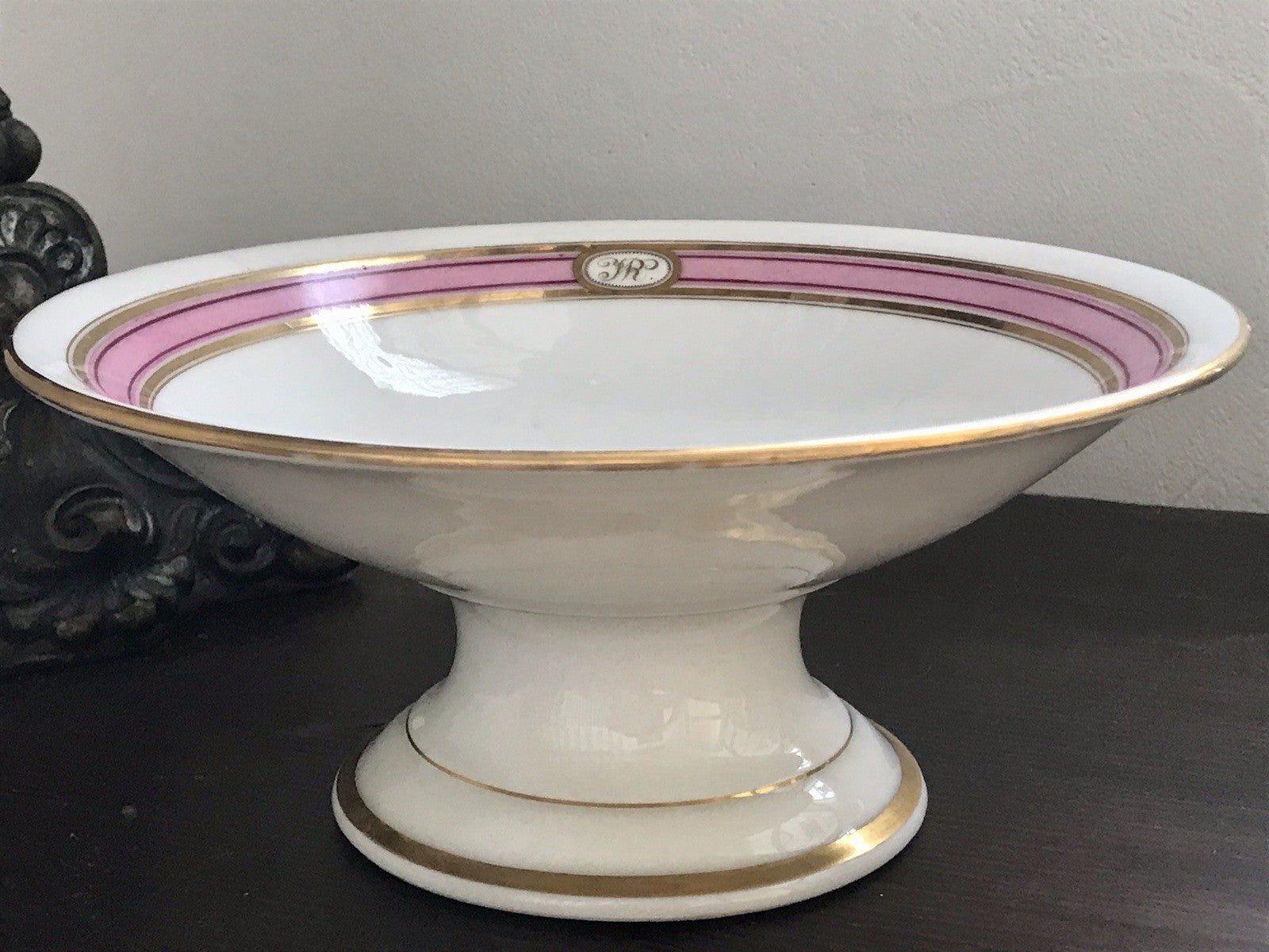 Antik Biedermeier Porzellan Fußschale Schale auf Fuß  ~1845 Ligatur Monogramm JR