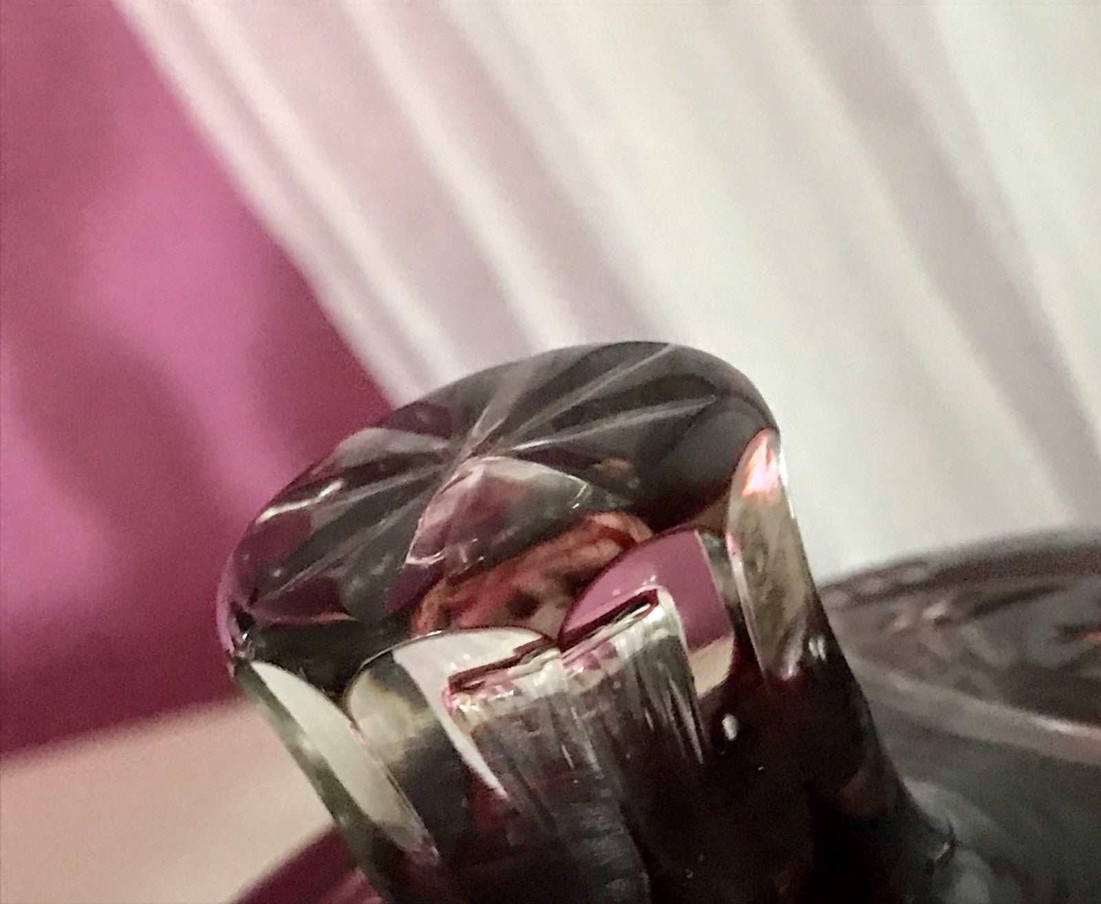 Vintage EDEL Glasdose Deckeldose Bonboniere Kristallglas Schliff Rubin Rot