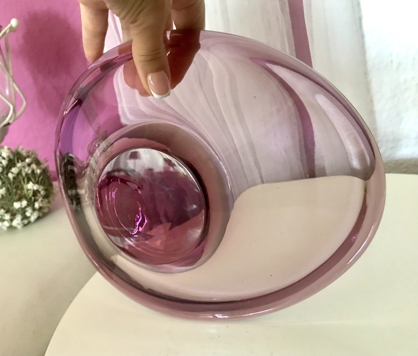 Murano Vintage Design Schale Glas beere aubergine Überfangglas