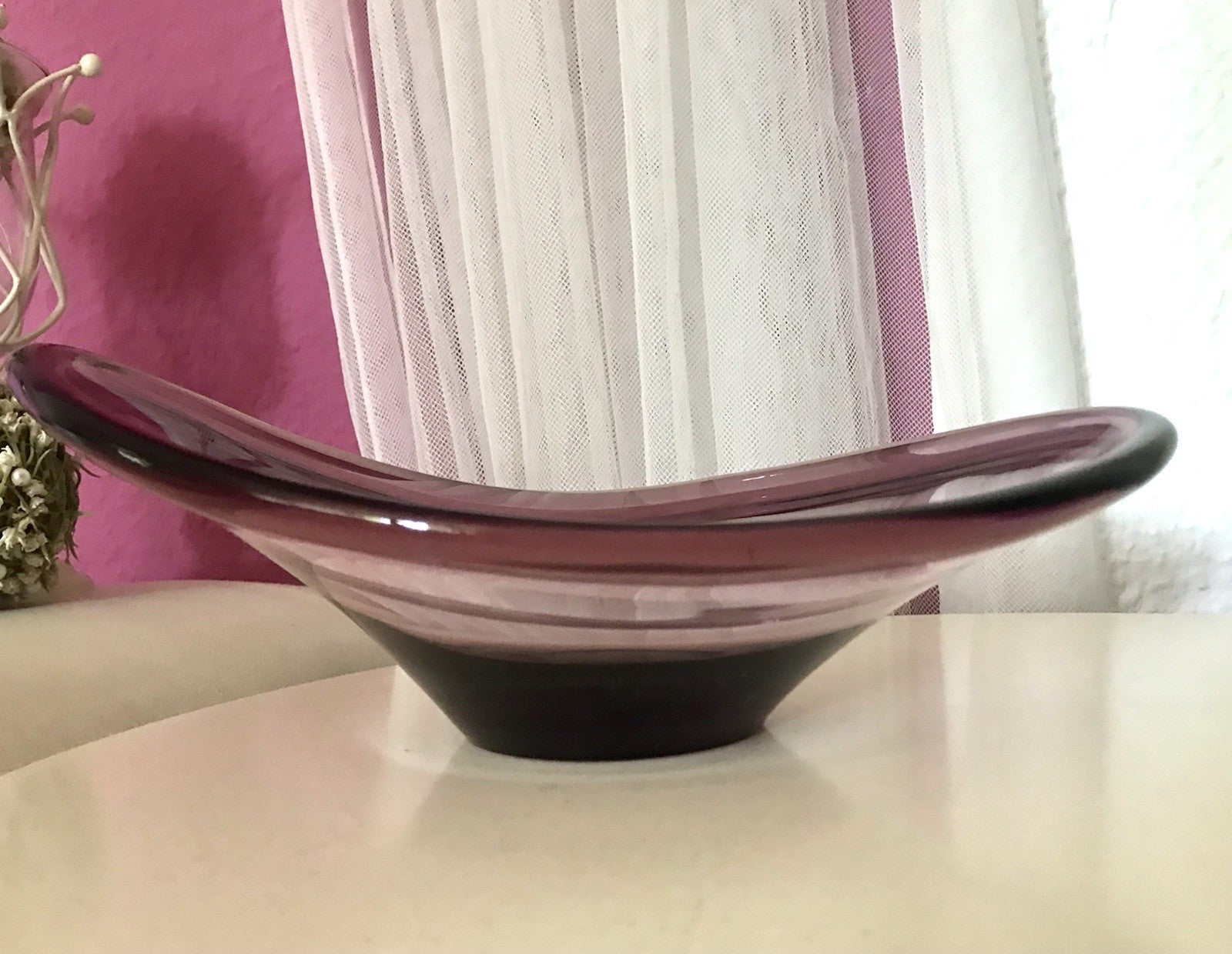 Murano Vintage Design Schale Glas beere aubergine Überfangglas