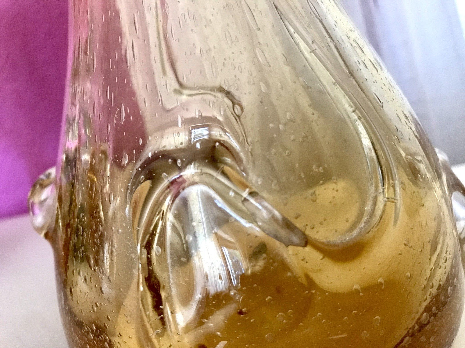 Vintage gelb große Designer Vase Blumenvase Glasvase Glas Huta Zabkowice PRL