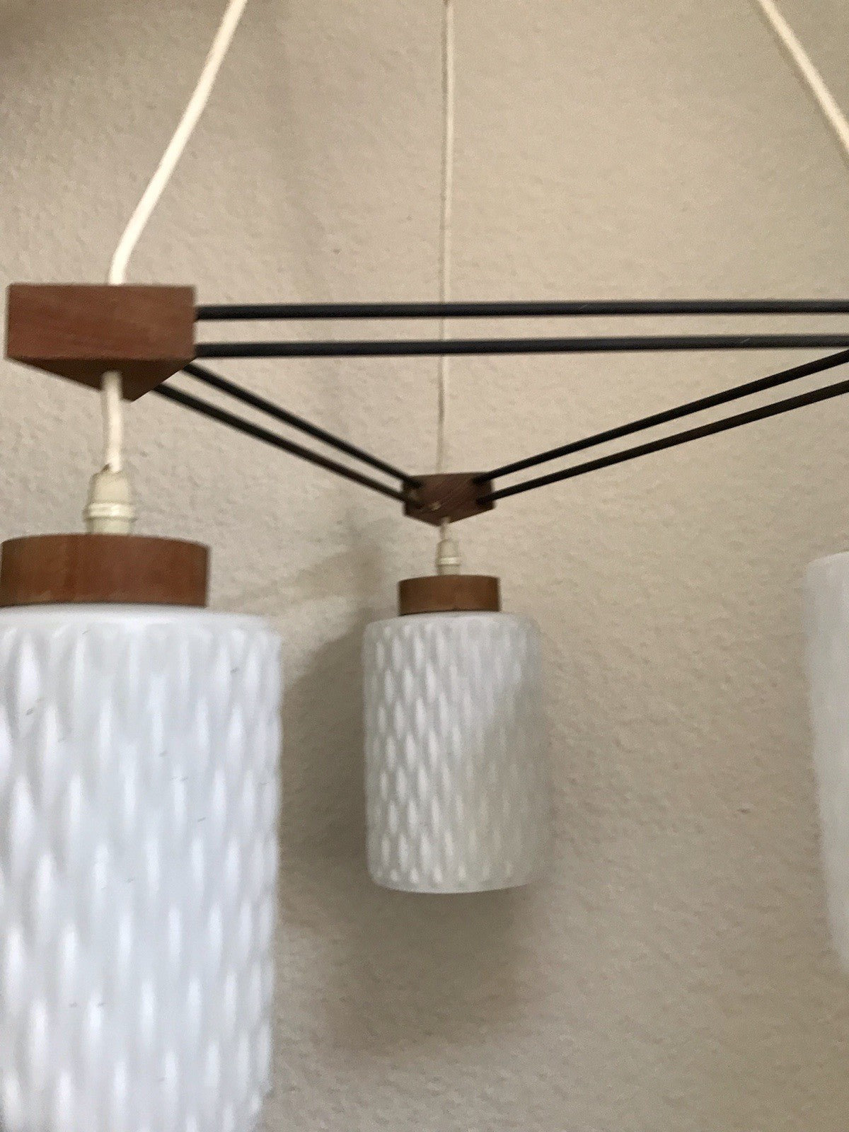 Vintage Alt 60er Leuchte Deckenleuchte Lampe Leuchte String Ära MCM Teak Tripple
