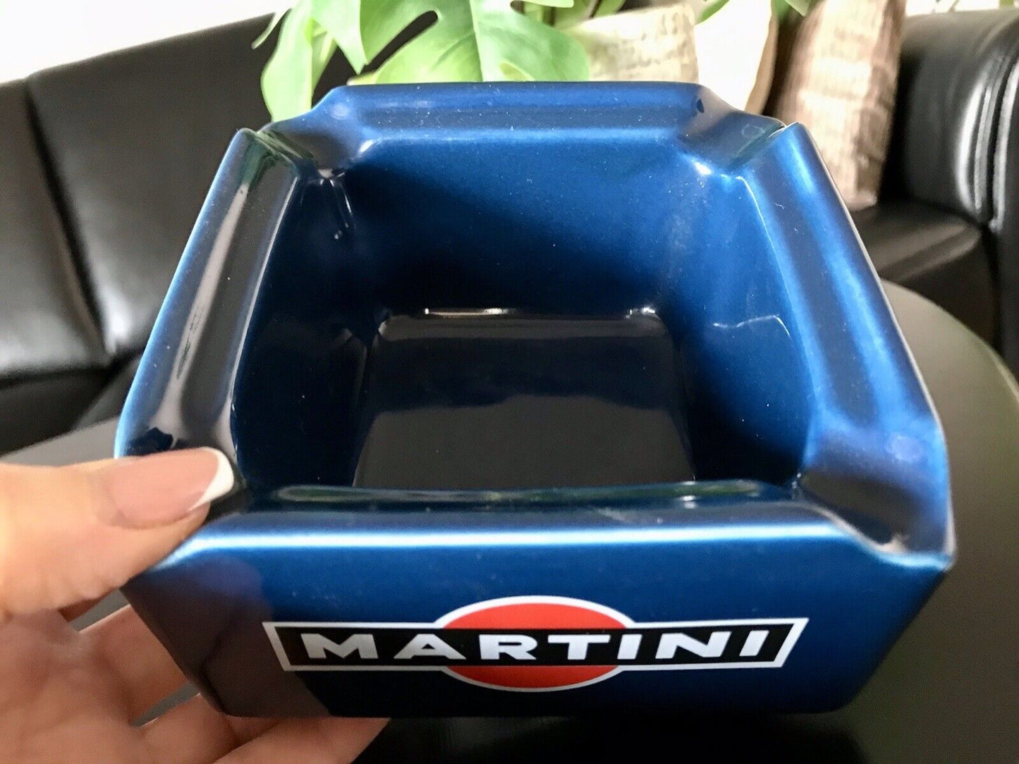 Vintage groß Martini Aschenbecher Ascher Keramik blau  60er 70er