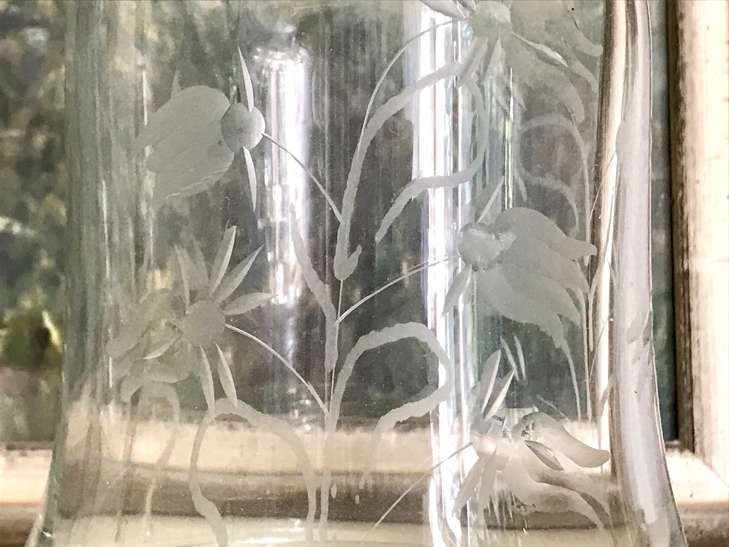 Vintage groß Glaskaraffe Karaffe Zier- Schliff Glas Bleikristall? Kristallglas