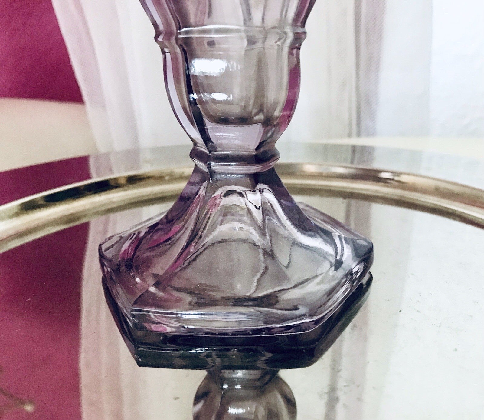 Antik Art Déco 1 Vase Glasvase Pressglas Lila Glas