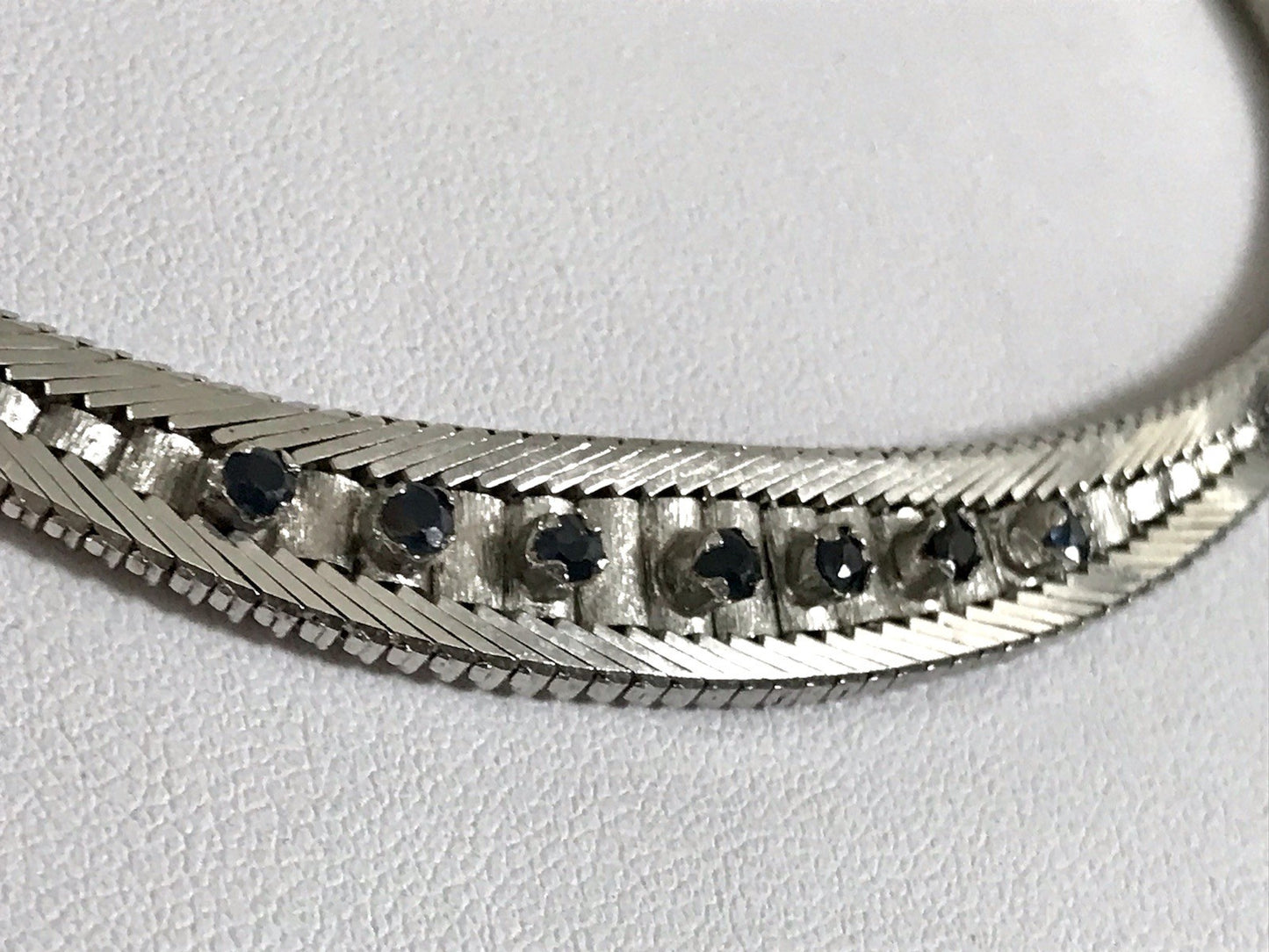 Antik Edel Art Déco 835 Silber Collier rhodiniert Halskette blaue Steine Armband