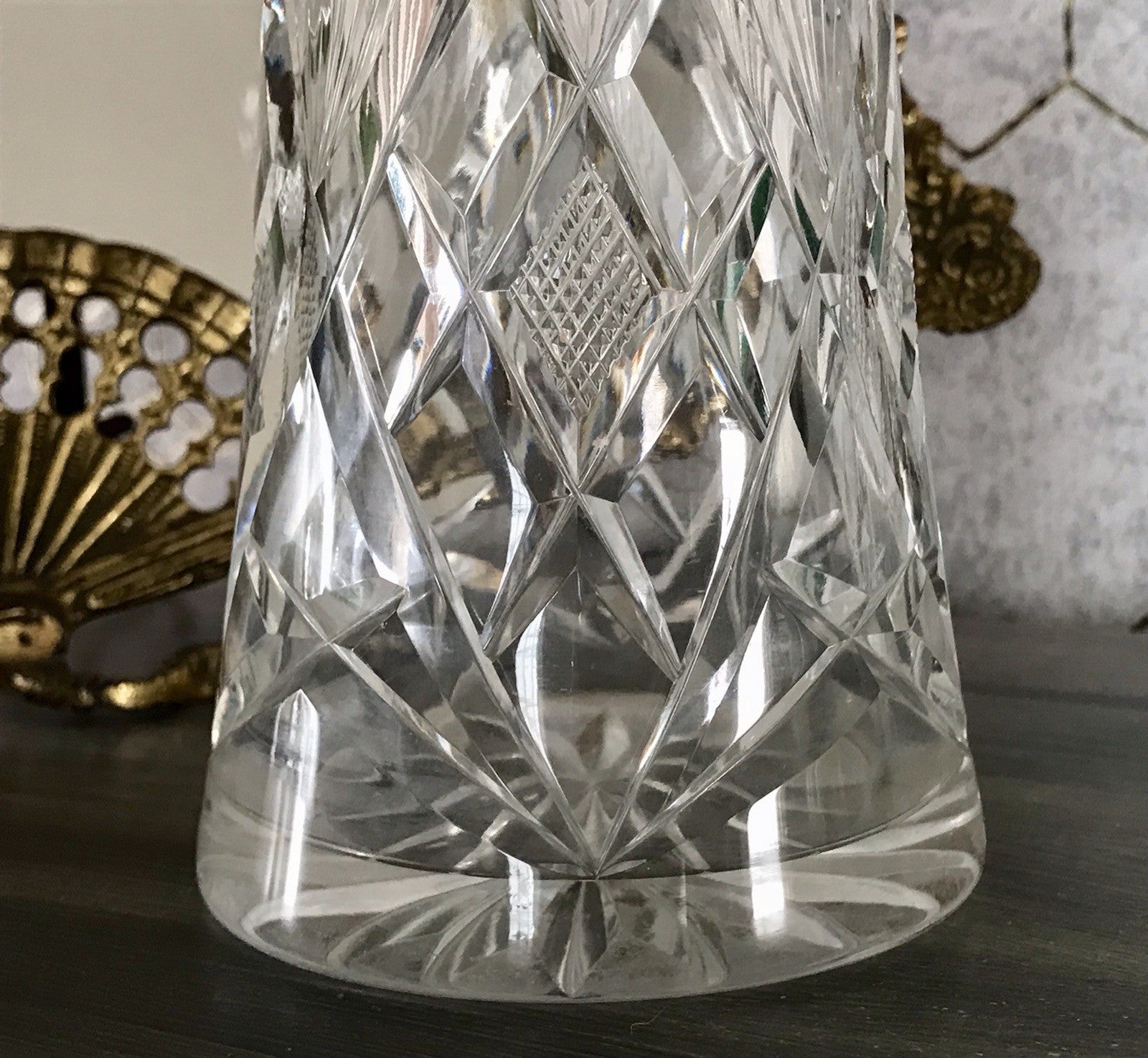 Alt Vintage Vase Glasvase Kristallglas Bleikristall geschliffen in Art Déco Stil