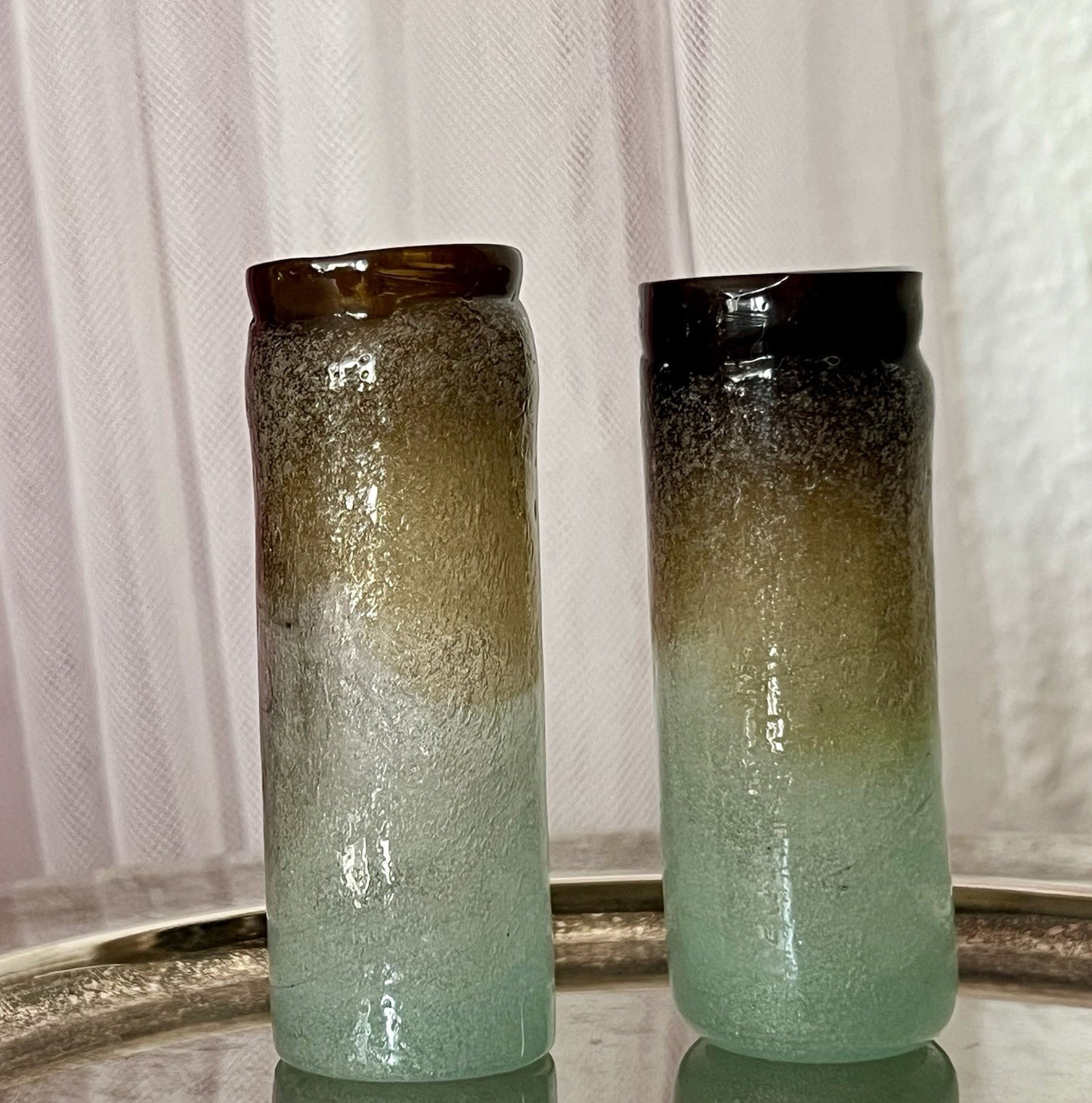 Antik 2 Schnaps Becher Glasvasen Glas Murano Pulegoso Napoleone Martinuzzi