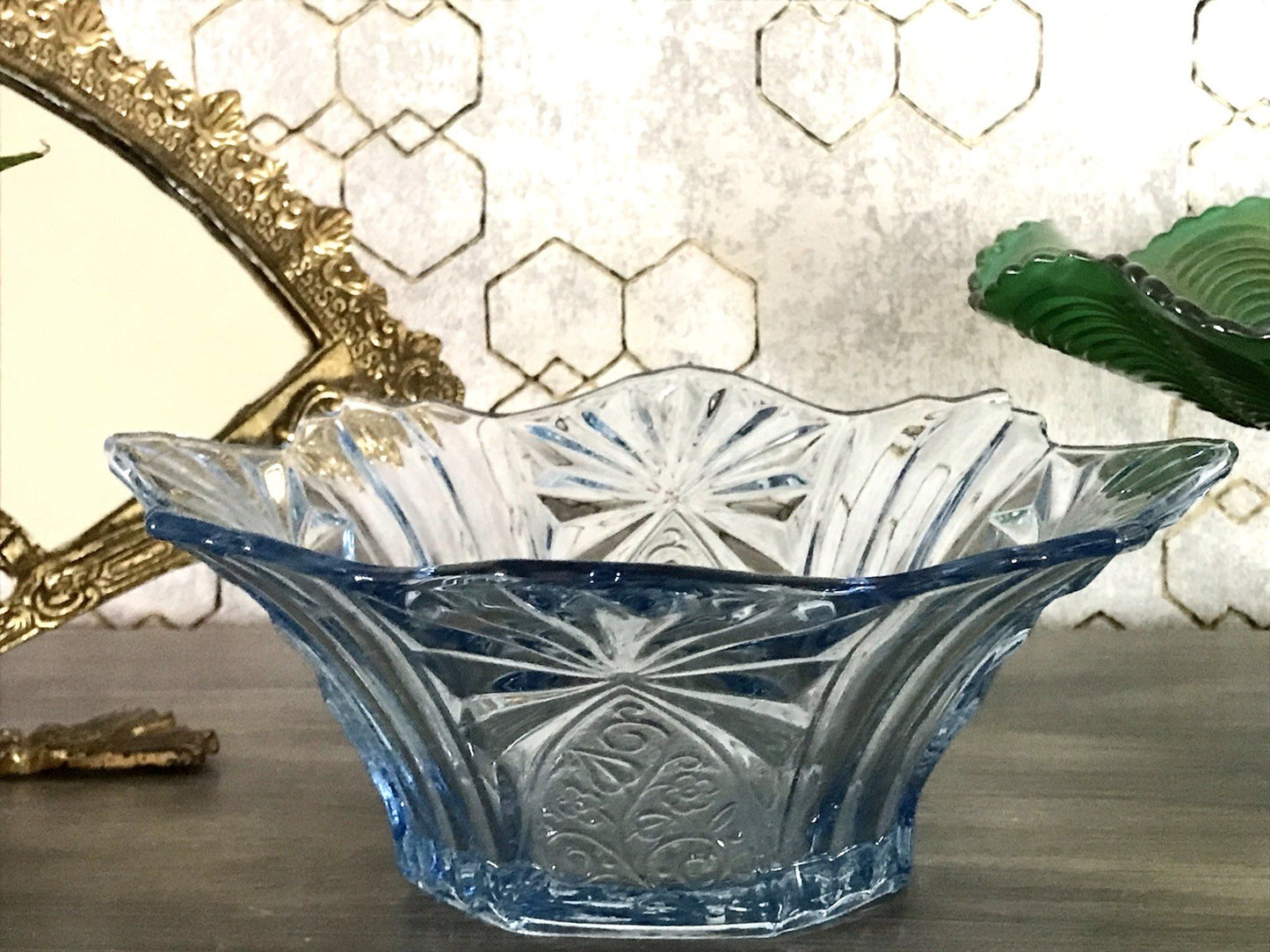 Antik Blau Art Déco Schale Pressglas Glasschale So Schön!