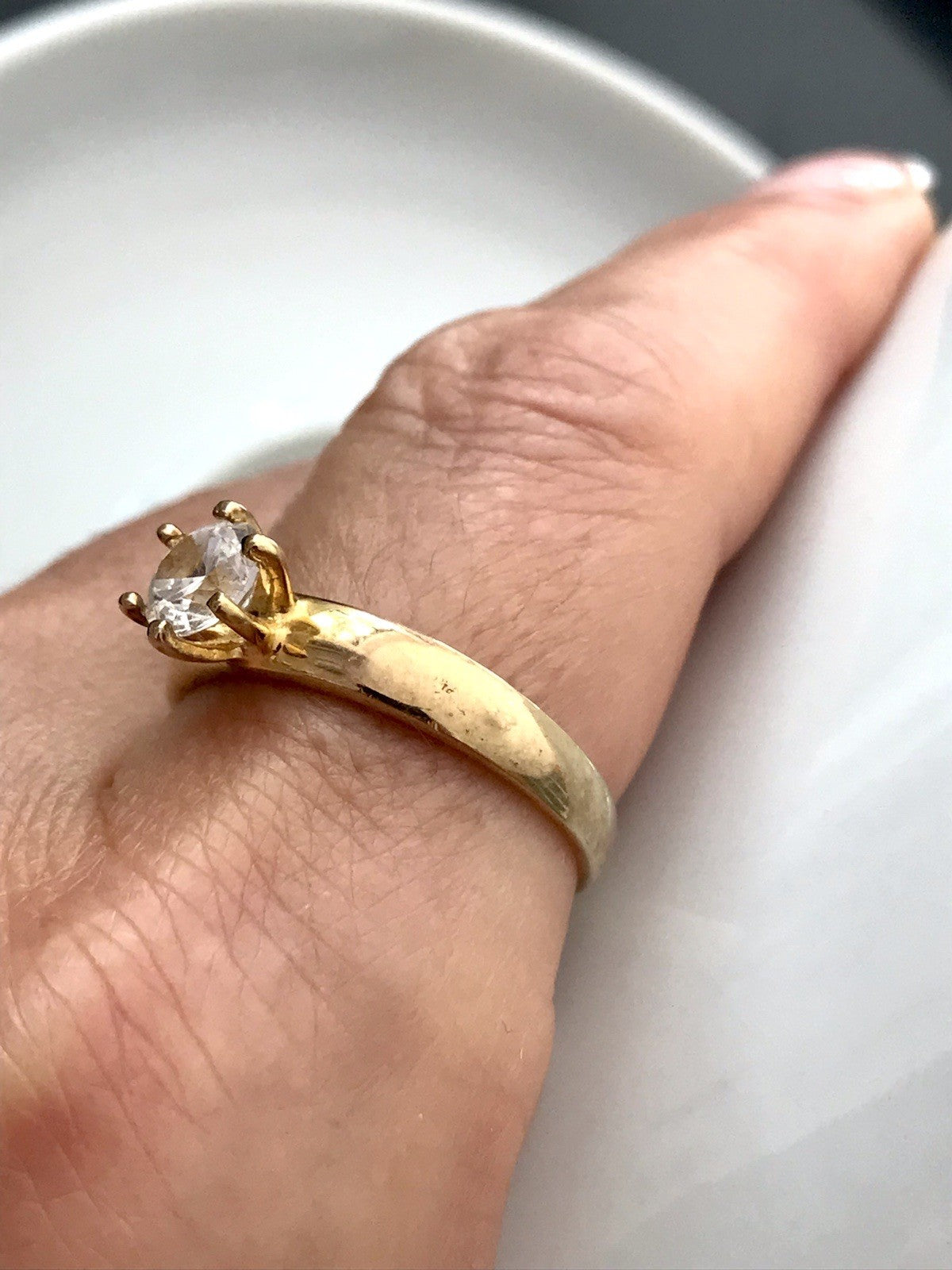 Vintage alt Damen Ring Silber 925 Gr.60 farbloser Stein Solitär 19,1 vergoldet