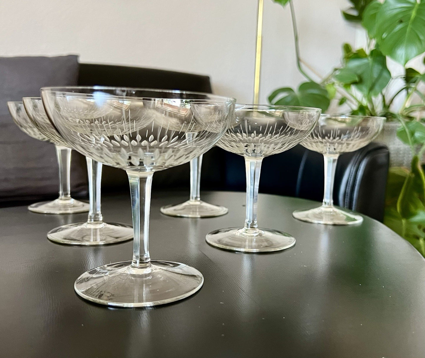 Vintage 60er  4 Champagnerschalen Sektschalen Kristallglas