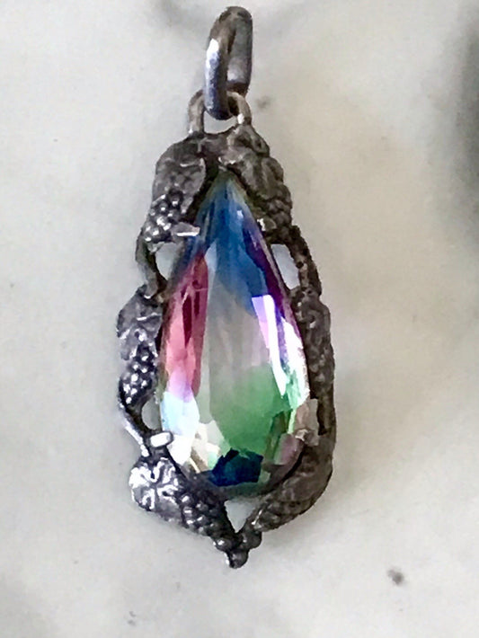 Antik Art Déco Edel Anhänger Kettenanhänger Silber 835 SUPER Rheinkiesel