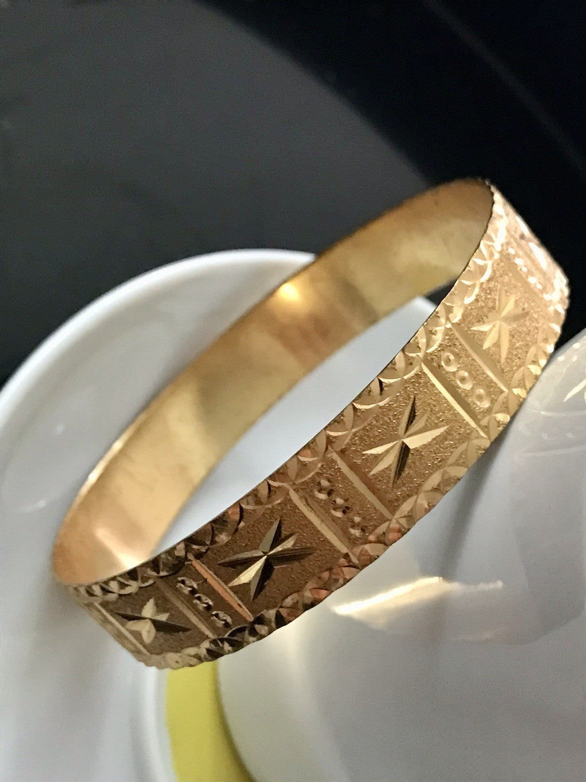 Vintage Art Déco Optik Armband Armreif Armspange vergoldet gold edel